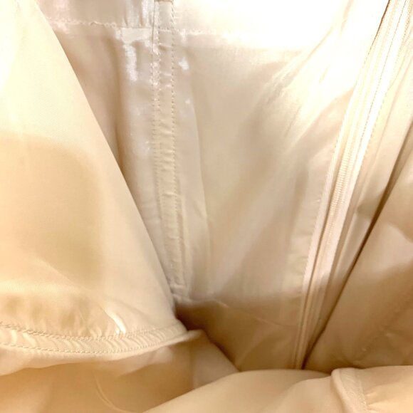 Bill Levkoff Strapless Champagne Satin Evening Gown 4 Column Wedding Black Tie - Picture 7 of 9